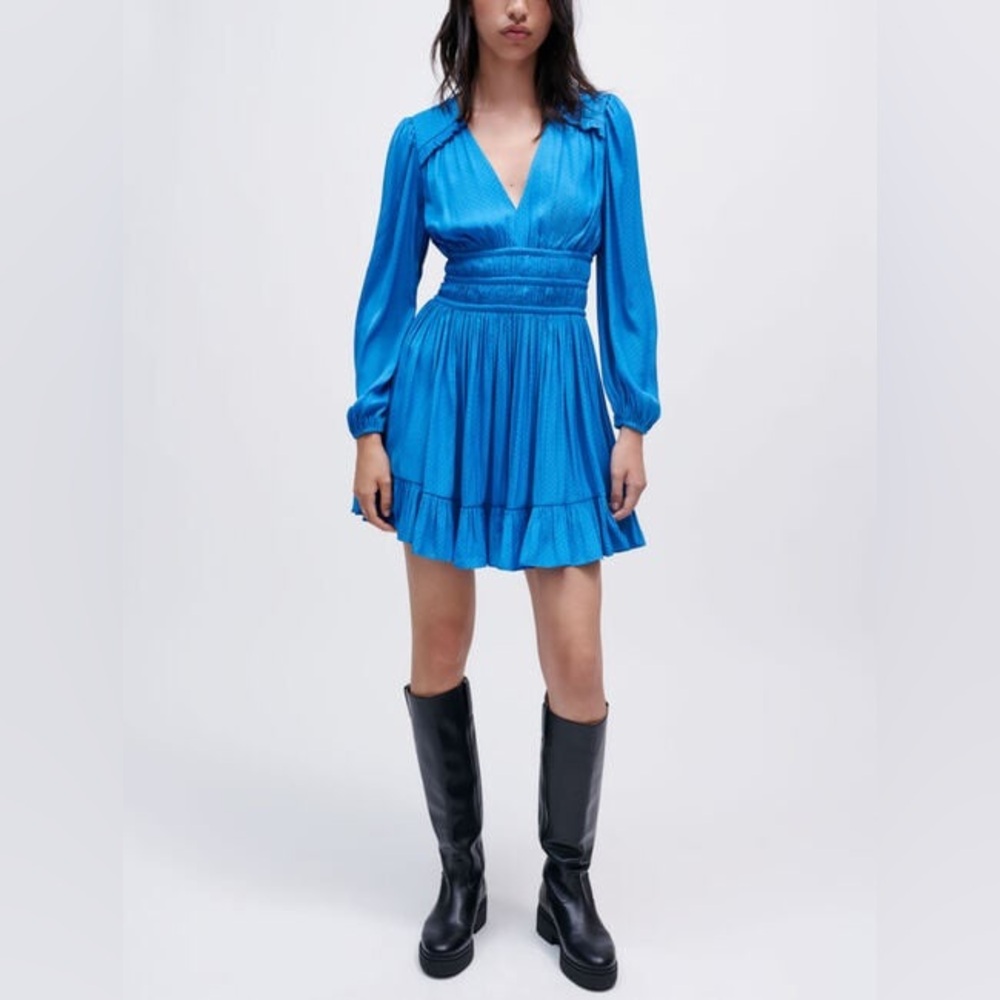 Maje- Ruffled satin dress - Size 36 FR